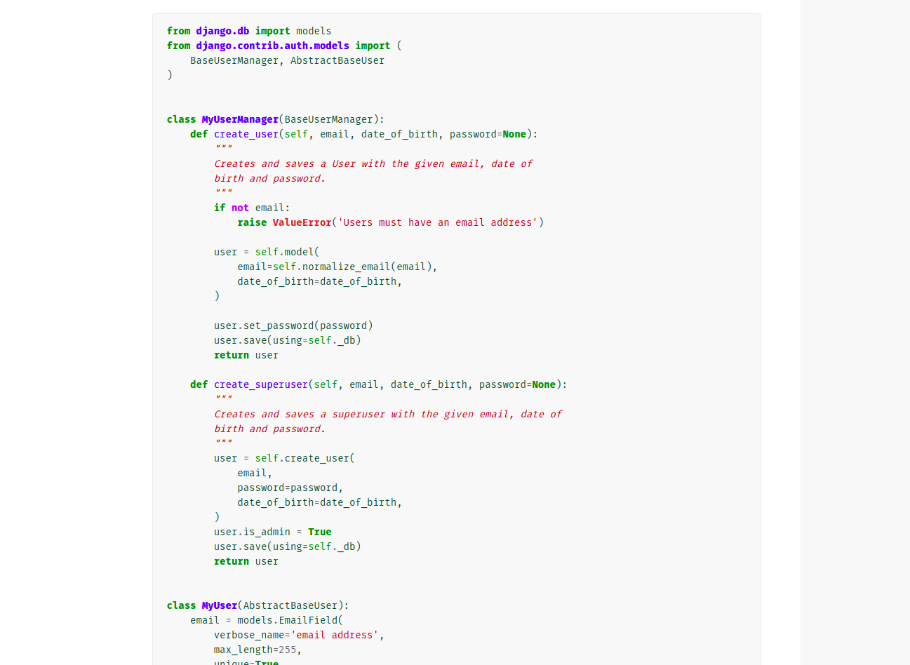 Customizing Django Auth: Custom User Model